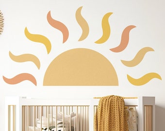 Sticker mural soleil levant / Sticker mural grand soleil jaune / Sticker demi soleil