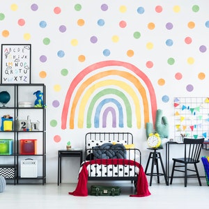 Decalcomania da muro arcobaleno con pois/Decorazioni per la cameretta arcobaleno/Adesivo da muro arcobaleno classico/Decalcomania da muro arcobaleno acquerello immagine 4