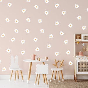 Daisy Flower Wall Decal 50 pcs, Nursery Decor, Flower Wall stickers / White Daisy / Floral Decals zdjęcie 8