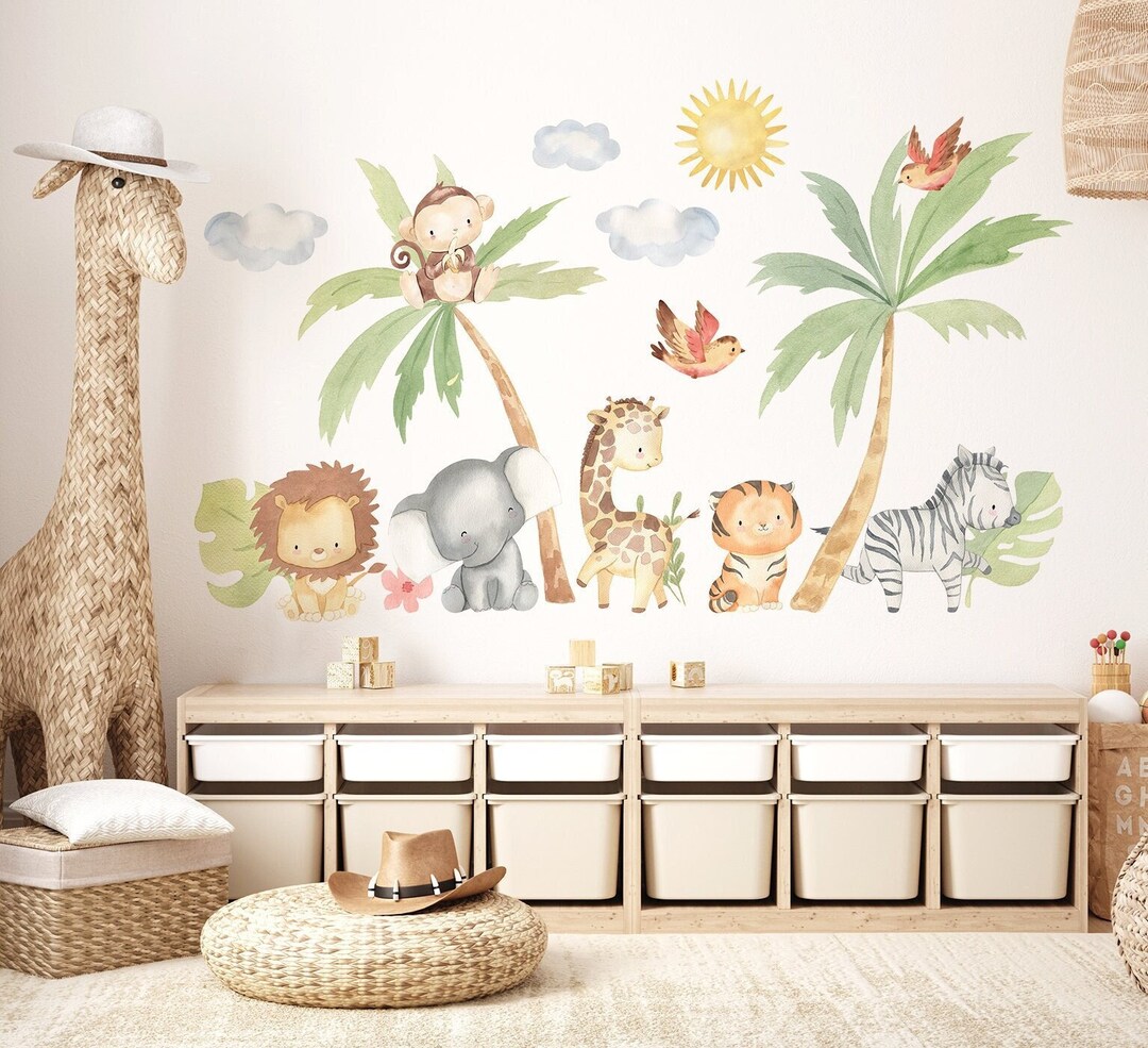 Safari Animals Wall Sticker XL/ African Animals Wall Decal / Savannah