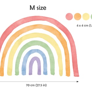 Wandtattoo Regenbogen mit Polka Dots/ Kinderzimmer Dekor Regenbogen/ klassischer Regenbogen Wandaufkleber/ Aquarell Regenbogen Wandtattoo Bild 8