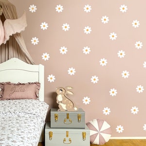 Daisy Flower Wall Decal 50 pcs, Nursery Decor, Flower Wall stickers / White Daisy / Floral Decals zdjęcie 3