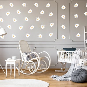 Daisy Flower Wall Decal 50 pcs, Nursery Decor, Flower Wall stickers / White Daisy / Floral Decals zdjęcie 6