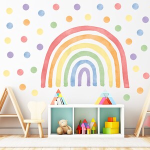 Wandtattoo Regenbogen mit Polka Dots/ Kinderzimmer Dekor Regenbogen/ klassischer Regenbogen Wandaufkleber/ Aquarell Regenbogen Wandtattoo Bild 2