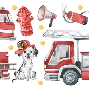 Fire truck wall decal / Firefighter Wall decal / Fire enginge Wall Sticker / Fireman Wall decal / Wandsticker Feuerwehr image 8