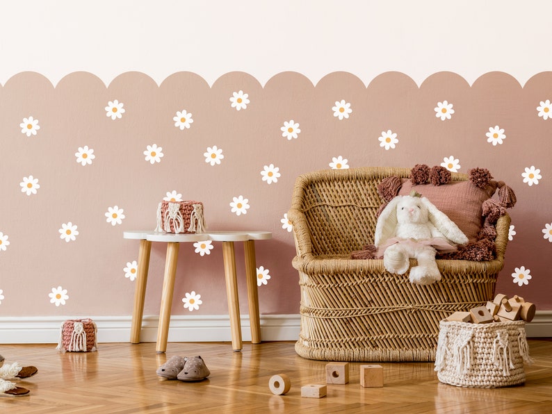 Daisy Flower Wall Decal 50 pcs, Nursery Decor, Flower Wall stickers / White Daisy / Floral Decals zdjęcie 5