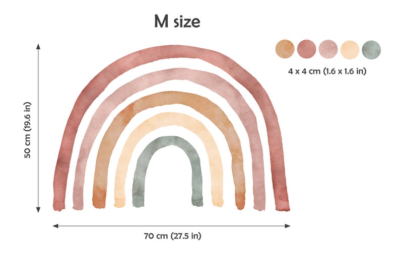 BOHO Decalcomania da muro arcobaleno con pois/Arredamento della cameretta arcobaleno/Adesivo da parete Boho Rainbow/Decalcomania da muro arcobaleno acquerello/Boho dot immagine 7
