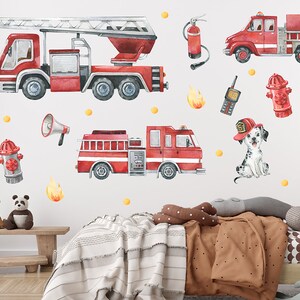 Fire truck wall decal / Firefighter Wall decal / Fire enginge Wall Sticker / Fireman Wall decal / Wandsticker Feuerwehr image 3