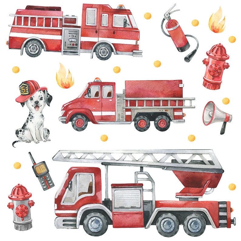 Fire truck wall decal / Firefighter Wall decal / Fire enginge Wall Sticker / Fireman Wall decal / Wandsticker Feuerwehr image 7