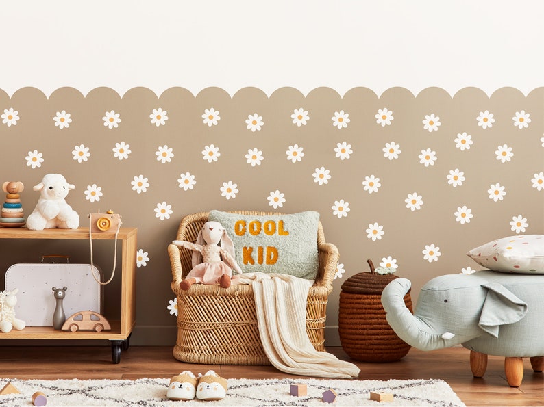 Daisy Flower Wall Decal 50 pcs, Nursery Decor, Flower Wall stickers / White Daisy / Floral Decals zdjęcie 7