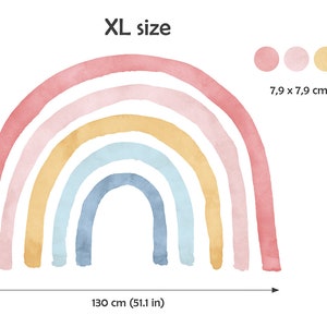 Calcomanía de pared arco iris con lunares / pegatina de pared arco iris / calcomanía de pared arco iris de acuarela / 50 puntos imagen 8