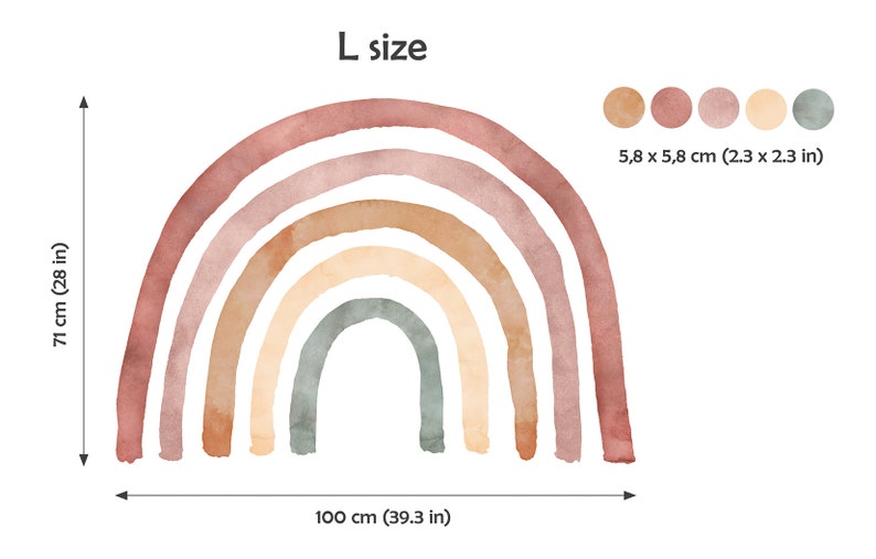 BOHO Decalcomania da muro arcobaleno con pois/Arredamento della cameretta arcobaleno/Adesivo da parete Boho Rainbow/Decalcomania da muro arcobaleno acquerello/Boho dot immagine 8