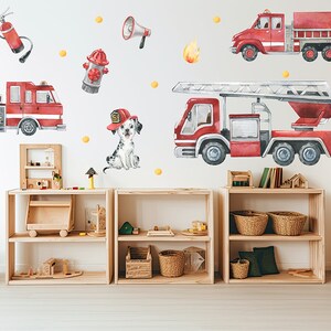 Fire truck wall decal / Firefighter Wall decal / Fire enginge Wall Sticker / Fireman Wall decal / Wandsticker Feuerwehr image 4