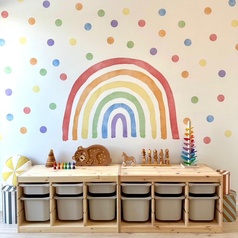 Decalcomania da muro arcobaleno con pois/Decorazioni per la cameretta arcobaleno/Adesivo da muro arcobaleno classico/Decalcomania da muro arcobaleno acquerello immagine 5