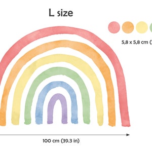 Decalcomania da muro arcobaleno con pois/Decorazioni per la cameretta arcobaleno/Adesivo da muro arcobaleno classico/Decalcomania da muro arcobaleno acquerello immagine 9