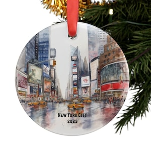 NYC Ornament, Cityscape Christmas Ornament, Custom Christmas Ornament, New York Ornament, 2023 Ornament, Acrylic Ornament, Travel Gift