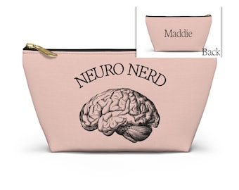 Personalized Brain Anatomy Accessory Bag, Gift for Neuro ICU Nurse Neurologist, Psychologist, Neuro Nerd