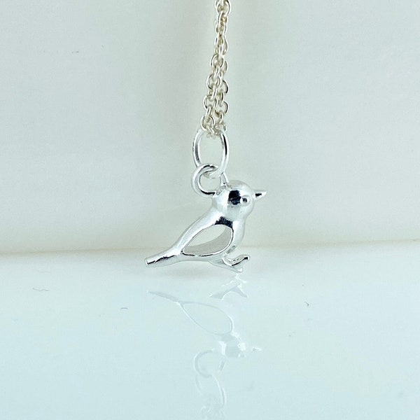 Sterling Silber Spatz Halskette, kleiner Spatz, Vogel-Liebhaber-Geschenk, zierliche Halskette, Geschenk für sie, Vogel-Liebhaber-Geschenk, Option zu personalisieren