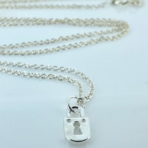 Sterling Silver Tiny Padlock Necklace, Padlock Pendant, Gift for Partner, Gift for Her, Silver Jewellery