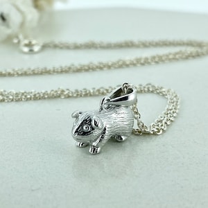 Sterling Silber Meerschweinchen Halskette, Geschenk für Tochter oder Sohn, Option zu personalisieren Bild 1