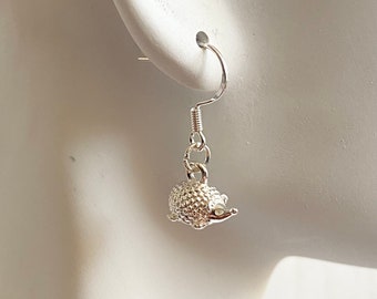 Sterling Silver Hedgehog Earrings: Dainty Animal Jewelry