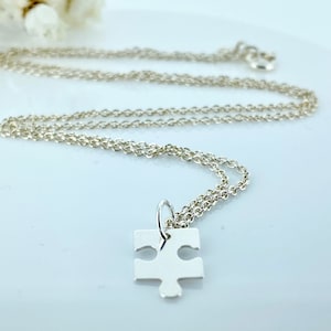 Sterling Silber Puzzle Stück Halskette, Puzzle Halskette, Geschenk für beste Freundin, Geschenk für sie, Jahrestagsgeschenk
