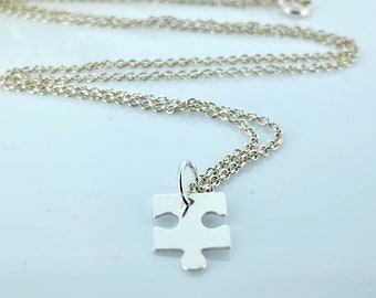 Sterling Silver Puzzle Piece Necklace, Jigsaw Necklace, Best Friend Gift, Gift for Her, Anniversary Gift