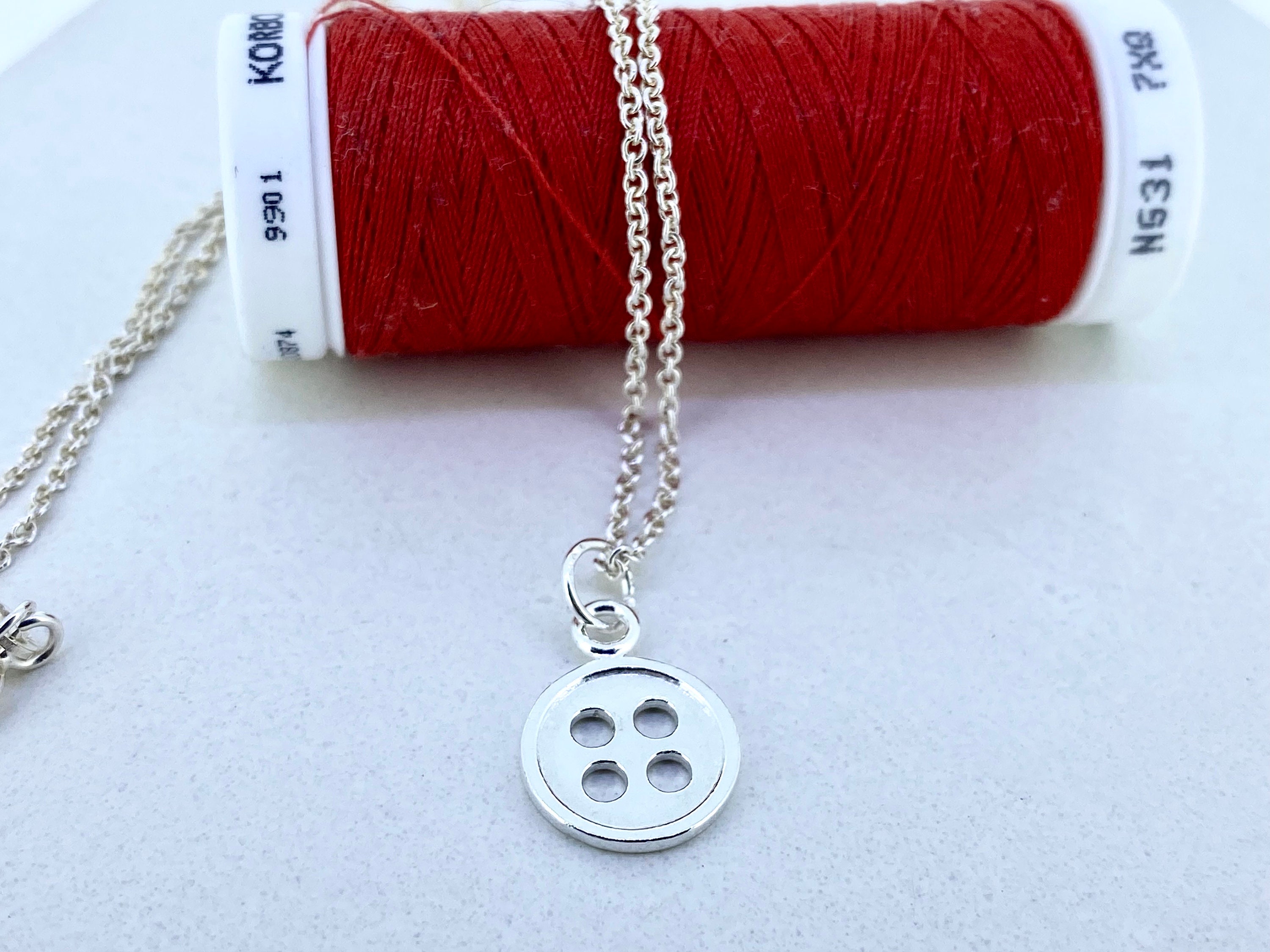 925 Button Necklace - Etsy Australia