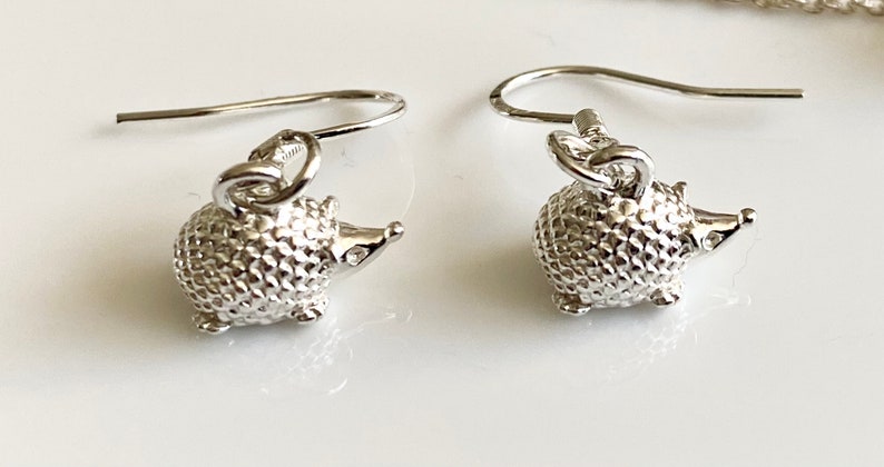 Sterling Silver Hedgehog Earrings, Hoglet Earrings, Animal Lover Gift, Gift for Her, Wildlife Gift, Nature Lover image 2