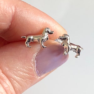 Dachshund Earrings, Sterling Silver Sausage Dog Earrings, Stud Earrings, Dog Lover Gift, Gift for Her