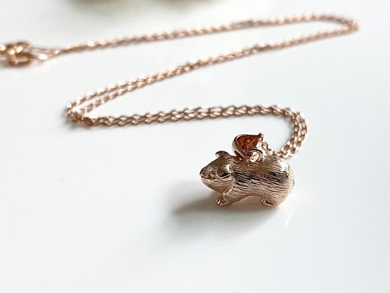 Rose Gold Guinea Pig Necklace, Gift for Daughter Or Son, Cute Animal Jewellery image 5