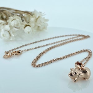 Rose Gold Guinea Pig Necklace, Gift for Daughter Or Son, Cute Animal Jewellery image 8