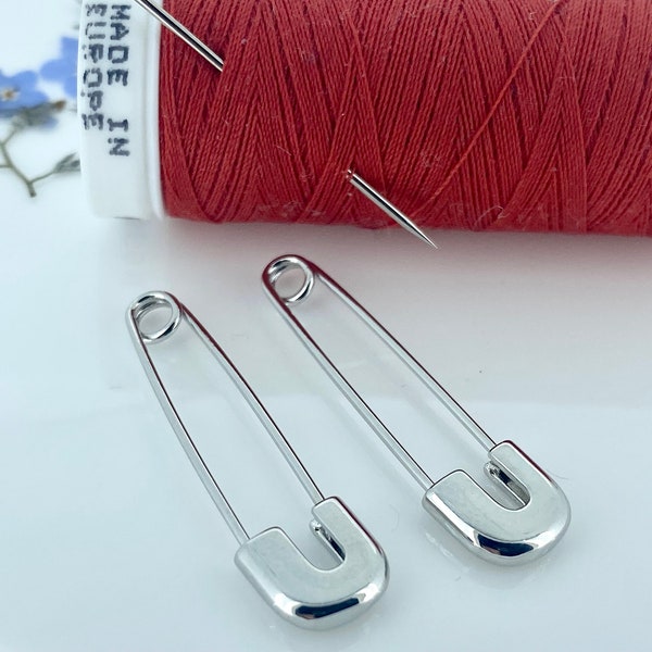 Sterling Silver Safety Pin Earrings, Edgy Punk Jewelry