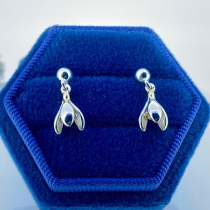 Snowdrop Sterling Silver Drop Earrings, January Birth Flower Gift