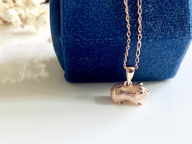 Rose Gold Guinea Pig Necklace, Gift for Daughter Or Son, Cute Animal Jewellery image 6