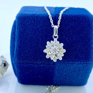 Sterling Silver Chrysanthemum Necklace, November Birth Flower, Optional Birthstone