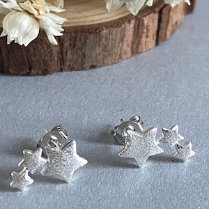 Sterling Silver Star Earrings, Shooting Star, Cosmos Earrings, Mothers Day Gift, Celestial Earrings, Star Trio
