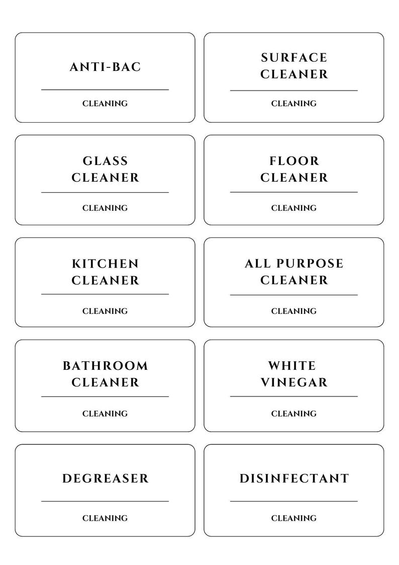 Clean Table Label Organisation Labels, Cleaning Labels, Laundry Lablels, Printable Lables ...