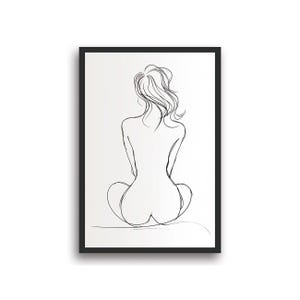 Mulher sentada vista de trás - Arte de parede zen e feminina - Silhueta suave para uma decoração suave e contemporânea - Arte de parede minimalista