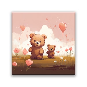 Little pink bears, children&#39;s room, room decoration, cute animals, wall decoration, children&#39;s picture, baby decoration, childhood