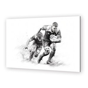 Imminent tackle, teen wall decoration, sports art, tackle, aluminum art, room decoration, drawing style, black and white, monochrome