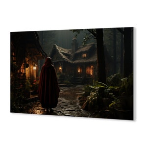 Riding Hood, Realistic, wall art, art on aluminum, interior decoration, Red Riding Hood, realistic image, children&#39;s story, interpretation