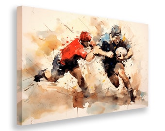 L'Élégance du Rugby | Art mural | Sport | Décoration murale | Ballon ovale | Illustrations de rugby | Toiles de rugby | Décorations de rugby