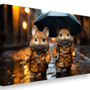Mouse under the Umbrella, kind animals, tenderness, innocence, room decor, baby animals, children&#39;s room decoration, baby&#39;s room