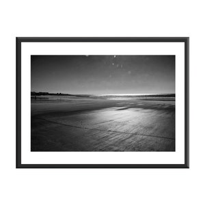 Beach at low tide printed on photo paper, Black and white beach print, Sunset on Les Sables d&#39;Olonne, wall decoration