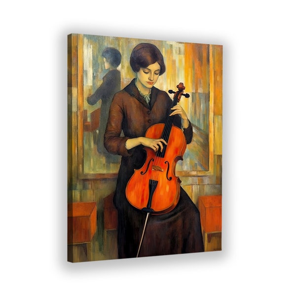 La joueuse de violoncelle, art de musique, art mural, déco maison, violoncelle, tableau imprimé, impression tableau, instrument, sur toile