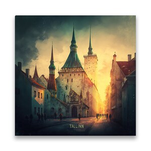 Sunrise | Cobblestone streets | Medieval city | Orange sky | Tallinn