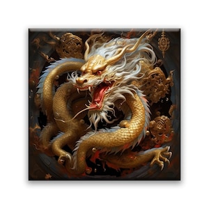 Golden Dragon, Star Sign, Chinese Astrology, Home Decor, Astrology, Wall Art, Living Room, Bedroom, Office, Gift, Mythology
