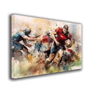 Rugby Scene | rugby wall art | sports decoration | watercolor | rugby league | oval ball | match | competition | rugby for decoration
