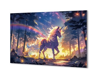 The unicorn and the rainbow, unicorn, fairy magic, children's art, wall art, children's room, children's decor, children's painting, art